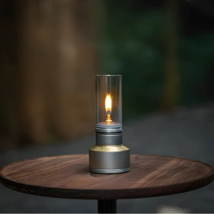 Camping Lantern Butane Aluminum & Glass Adjustable Flame