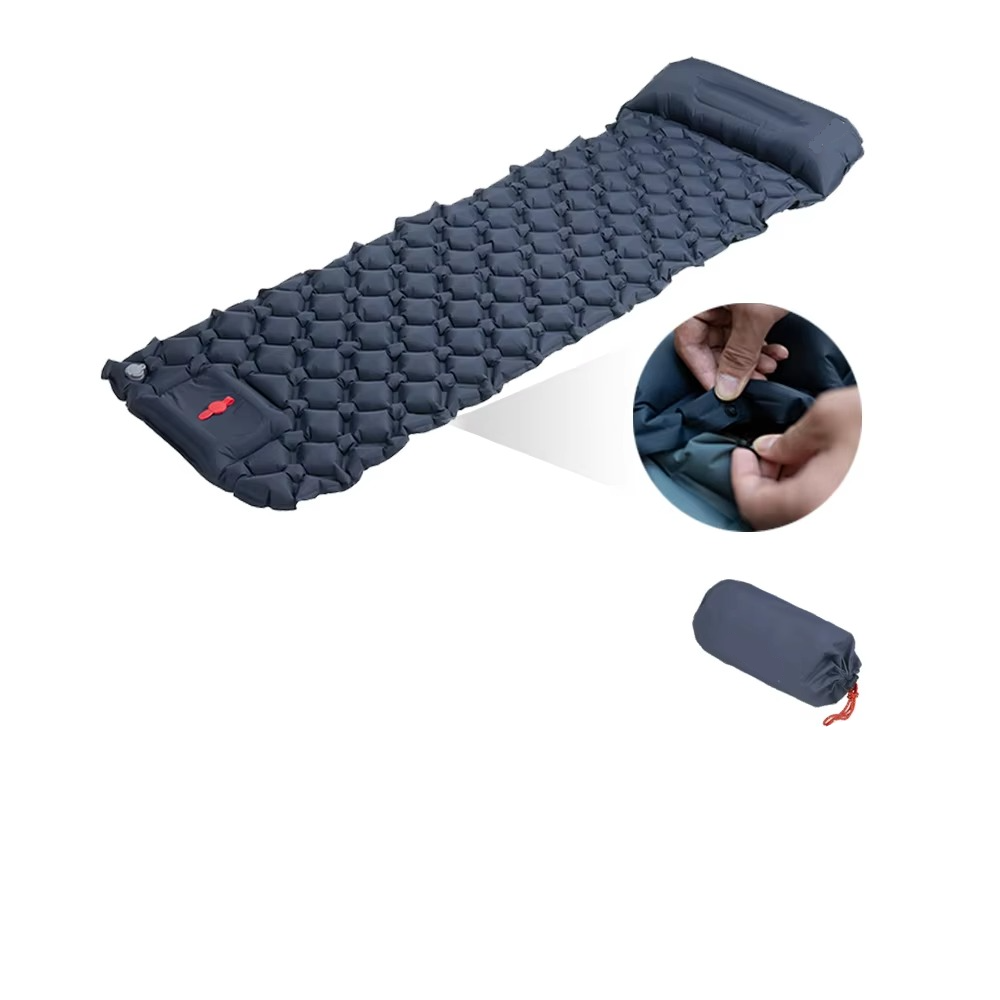 Camping Sleeping Pad Self-Inflating Built-In Pillow Lightweight