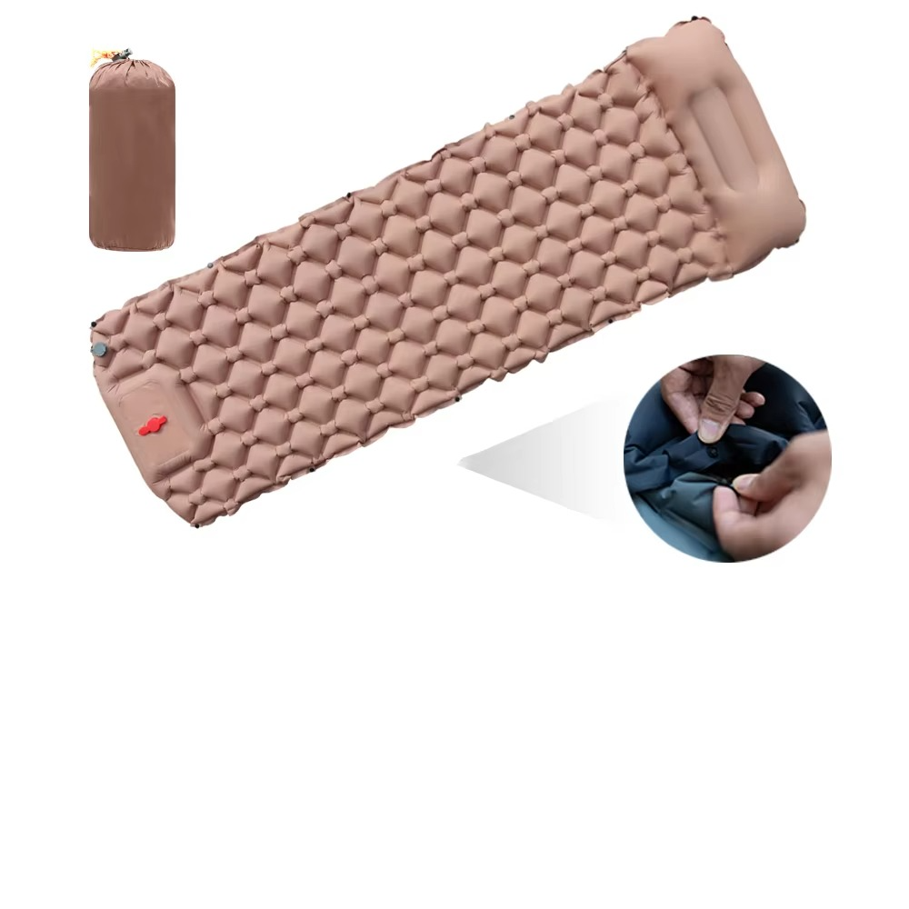 Camping Sleeping Pad Self-Inflating Built-In Pillow Lightweight