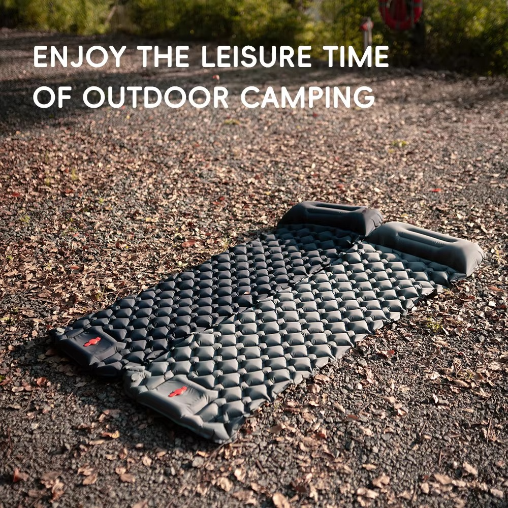 Camping Sleeping Pad Self-Inflating Built-In Pillow Lightweight