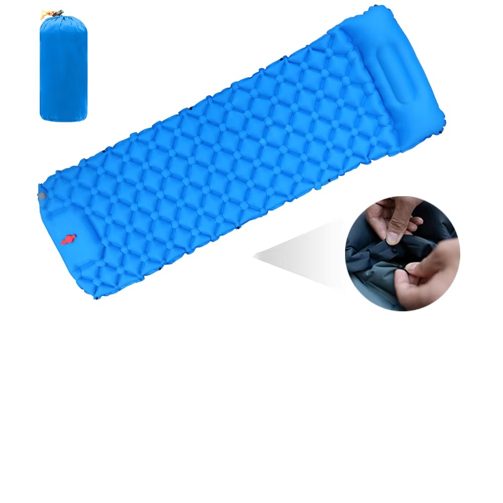 Camping Sleeping Pad Self-Inflating Built-In Pillow Lightweight