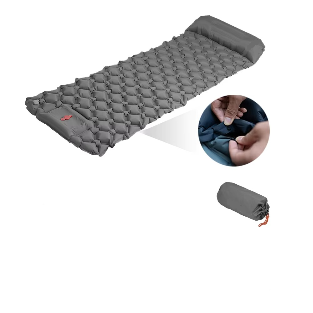 Camping Sleeping Pad Self-Inflating Built-In Pillow Lightweight