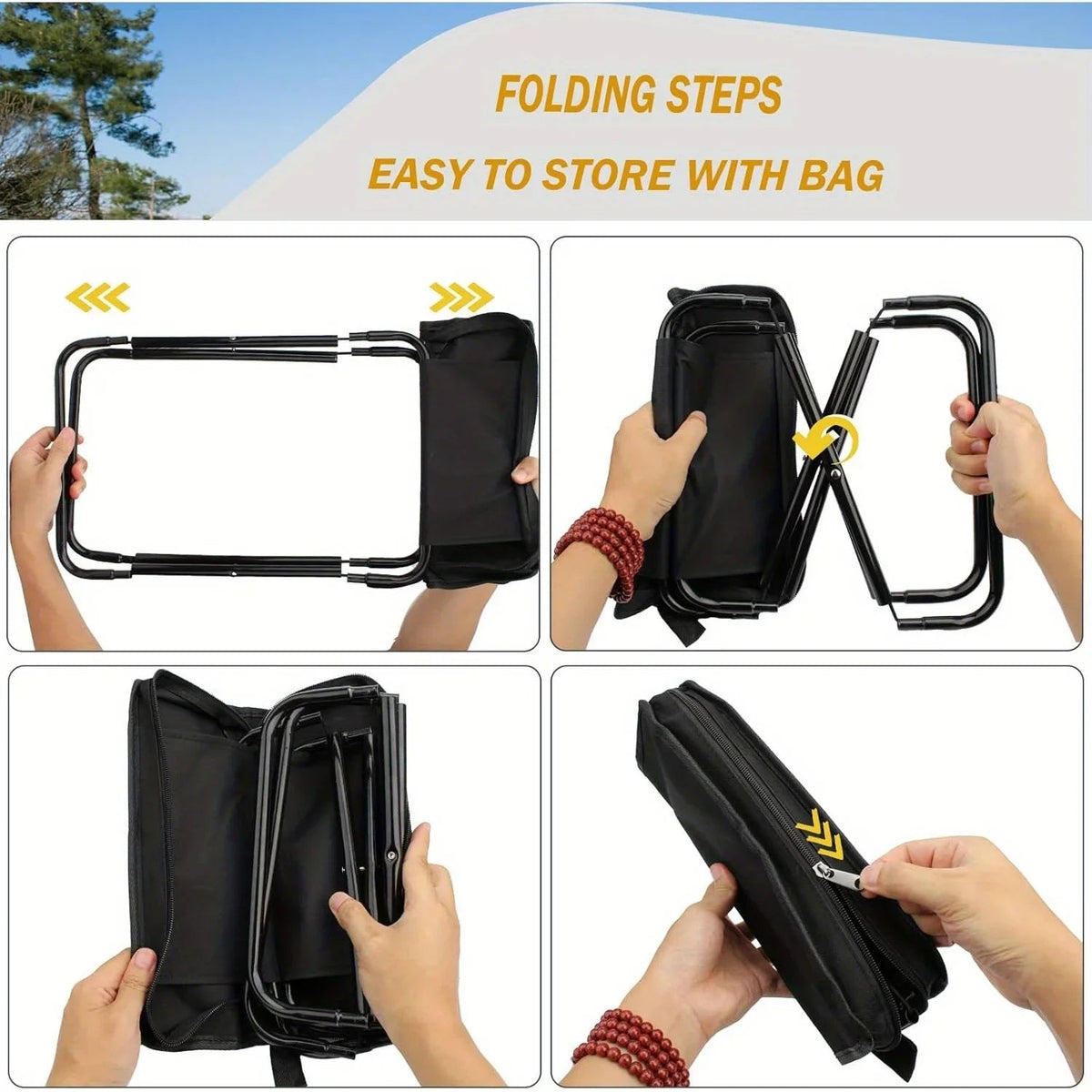 Camping Stool Lightweight Foldable Supports Up To 265 Lbs