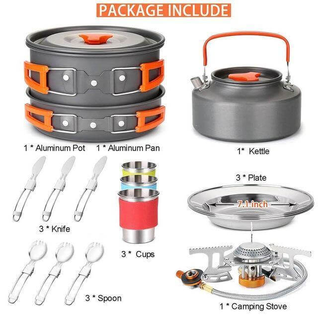 Camping Stove Set Lightweight Anodized Aluminum Foldable Handles
