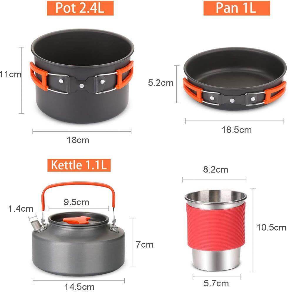 Camping Stove Set Lightweight Anodized Aluminum Foldable Handles