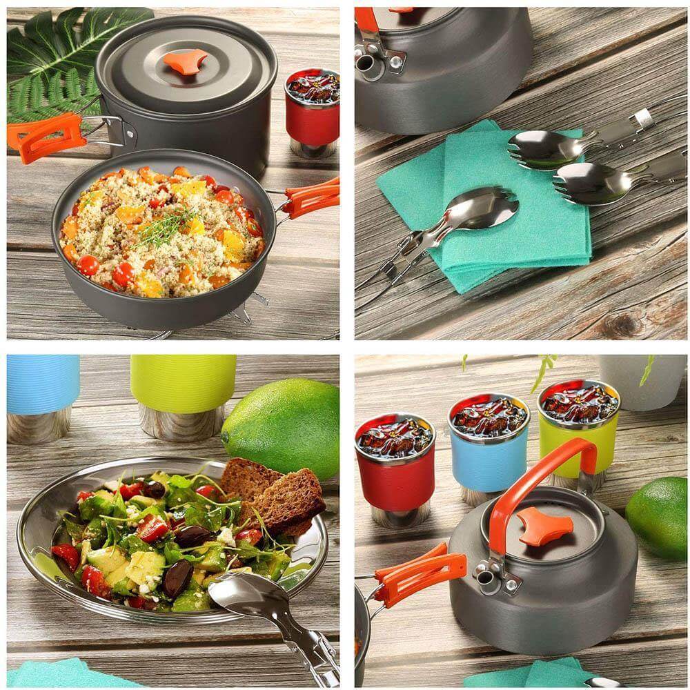 Camping Stove Set Lightweight Anodized Aluminum Foldable Handles
