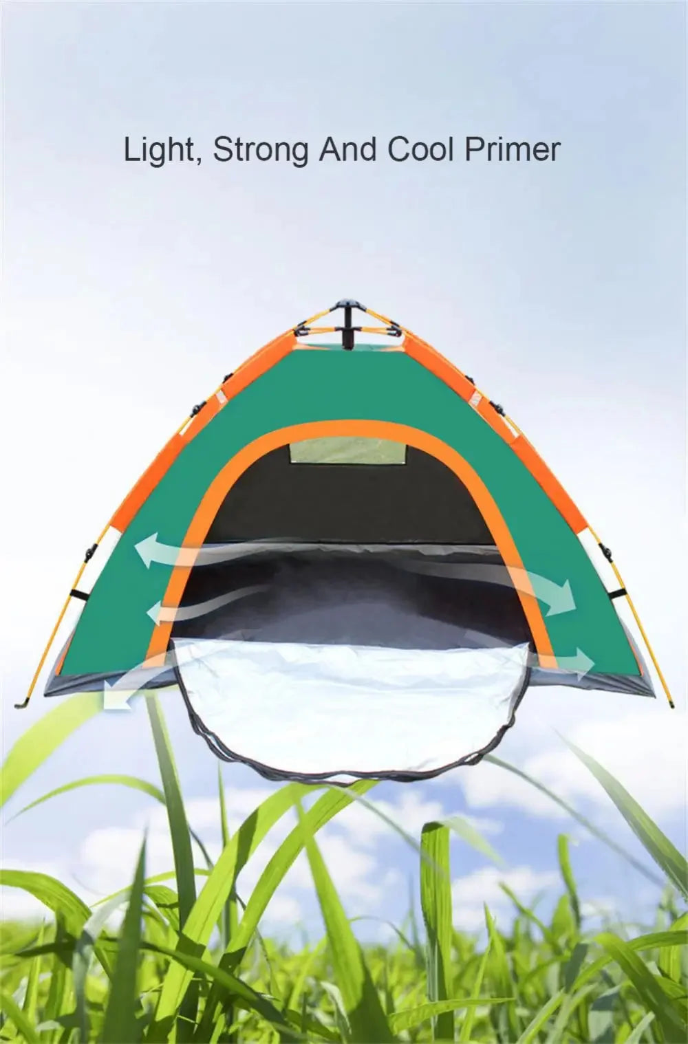 Camping Tent Automatic Pop-Up Full Mosquito Net Aluminum Poles