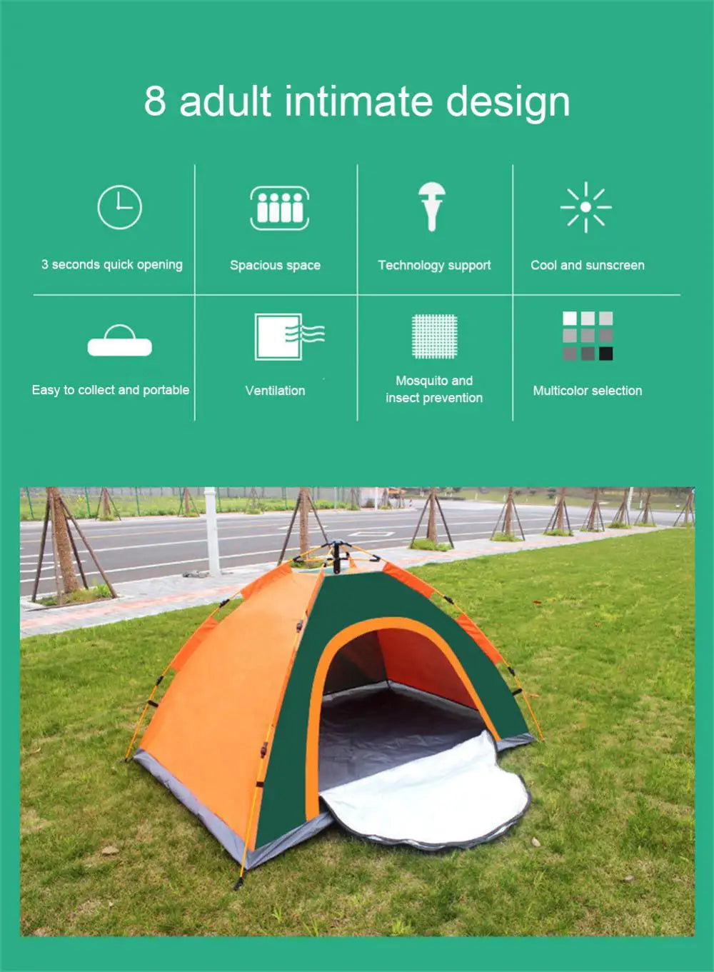 Camping Tent Automatic Quick-Open Ventilated Double-Layer Mosquito Net