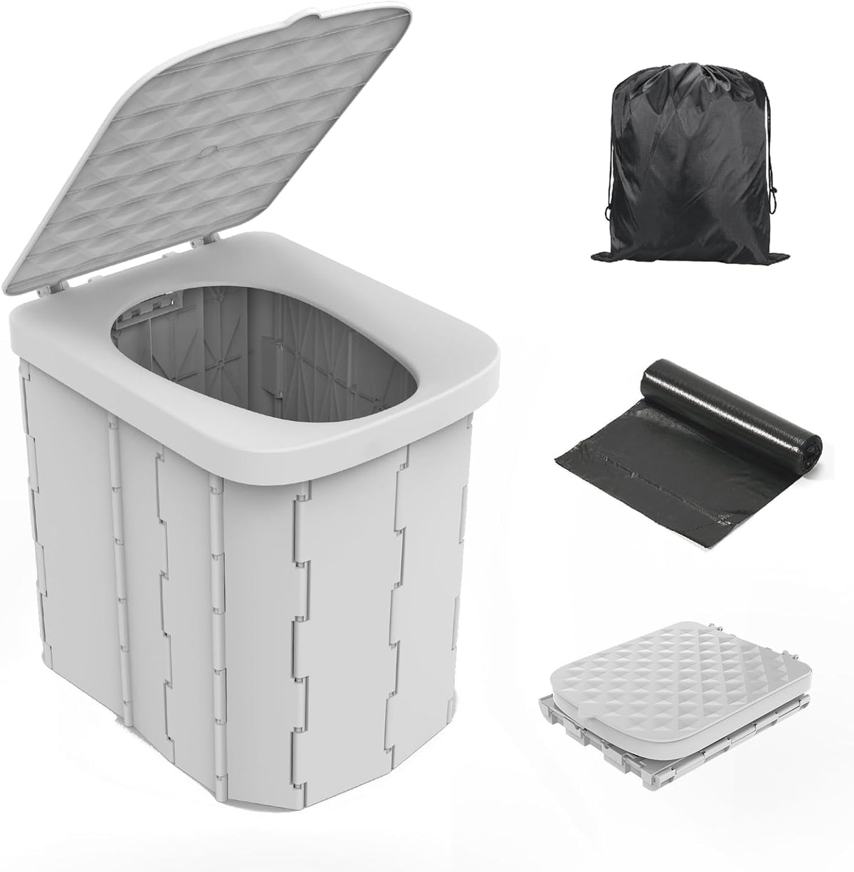 Camping Toilet Foldable ABS Plastic 400 Lb Capacity