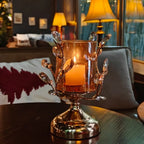 Candle Holder Floral Crystal Glass & Iron