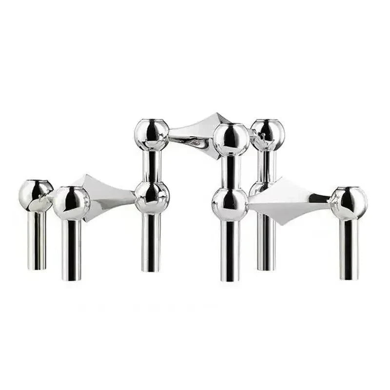 Candle Holder Geometric Polished Metal For Standard Tapers