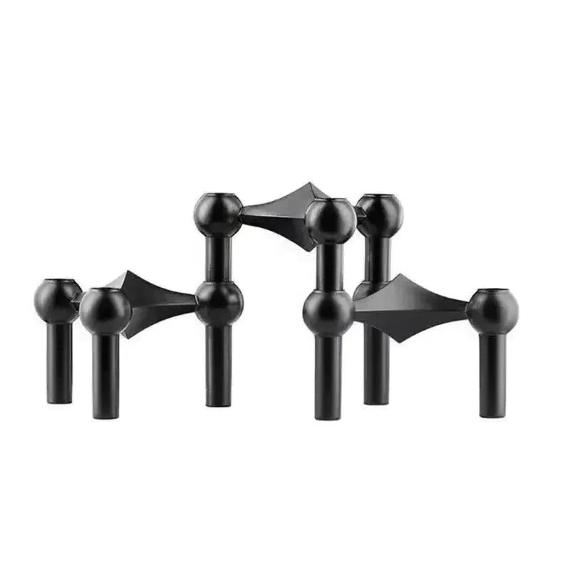 Candle Holder Geometric Polished Metal For Standard Tapers
