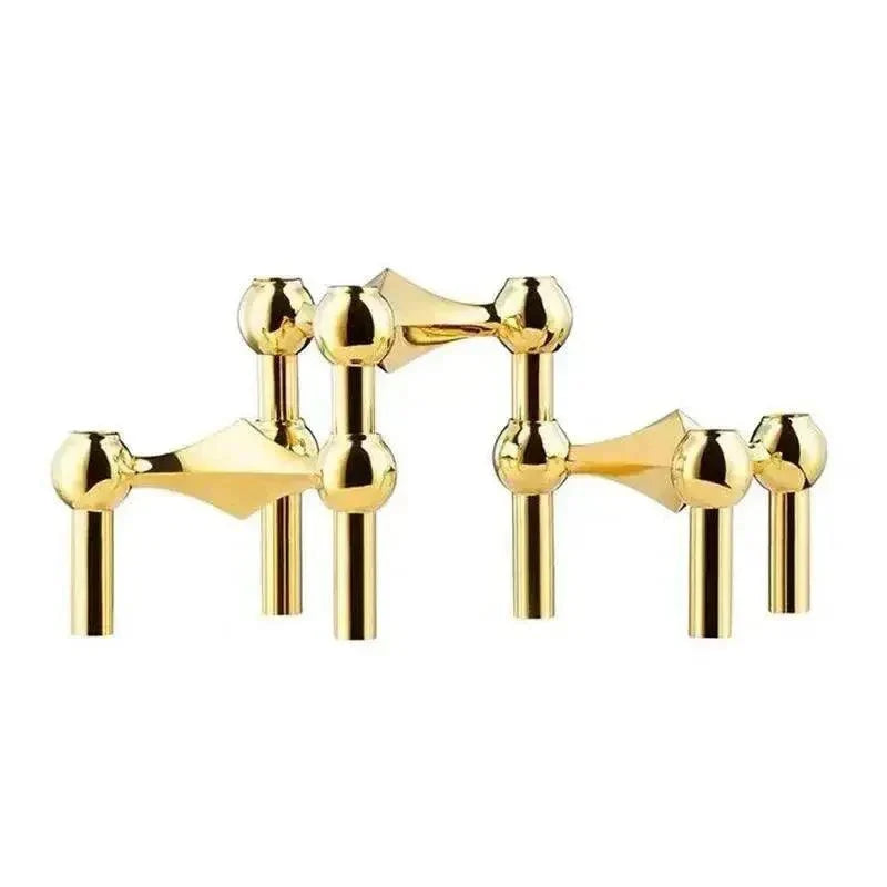 Candle Holder Geometric Polished Metal For Standard Tapers