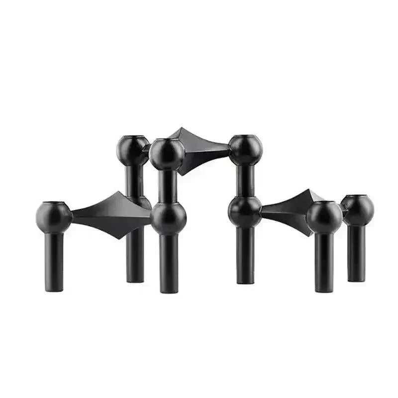 Candle Holder Geometric Polished Metal For Standard Tapers