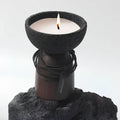 Candle Holder Handcrafted Textured Cement & Wood