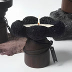 Candle Holder Handcrafted Textured Cement & Wood