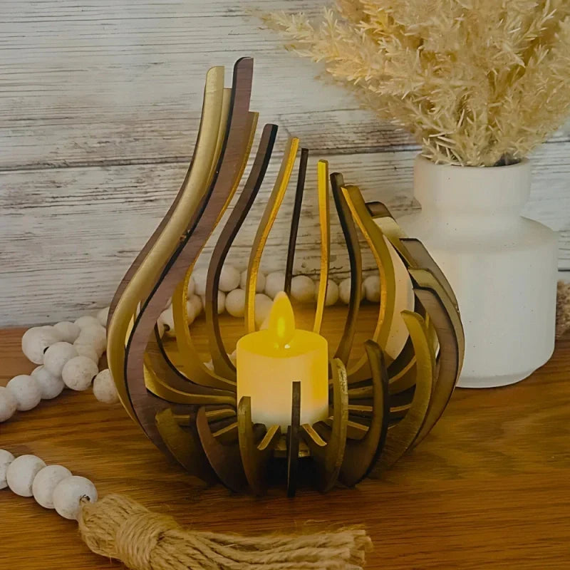 Candle Holder Handcrafted Wood Teardrop DIY Assembly
