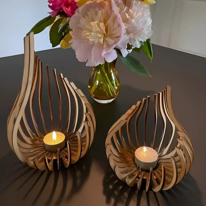 Candle Holder Handcrafted Wood Teardrop DIY Assembly