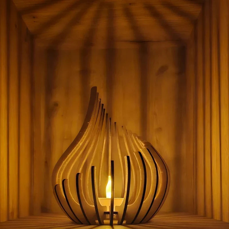 Candle Holder Handcrafted Wood Teardrop DIY Assembly