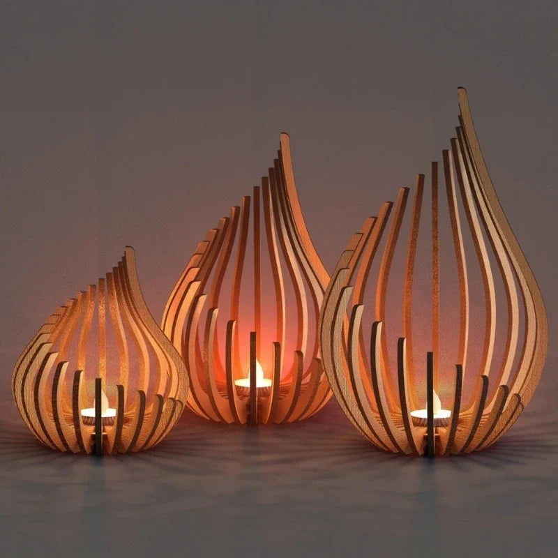 Candle Holder Handcrafted Wood Teardrop DIY Assembly