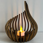 Candle Holder Handcrafted Wood Teardrop DIY Assembly