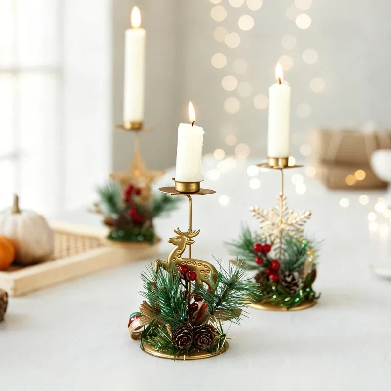 Candle Holder Iron Christmas Motifs For Taper Candles