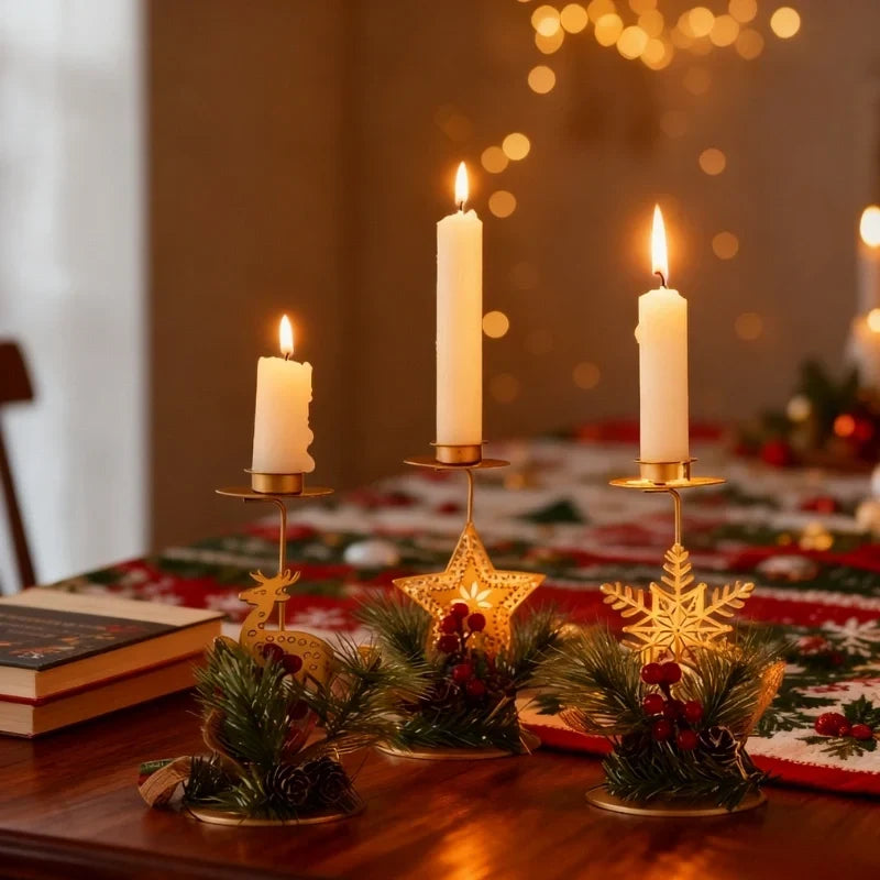 Candle Holder Iron Christmas Motifs For Taper Candles