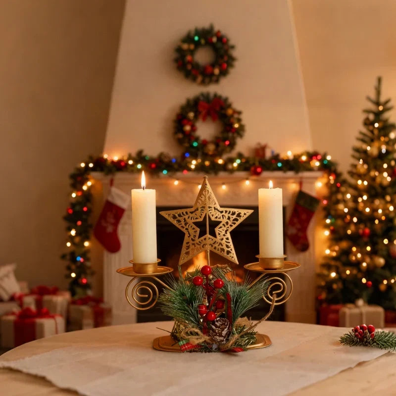 Candle Holder Iron Christmas Motifs For Taper Candles