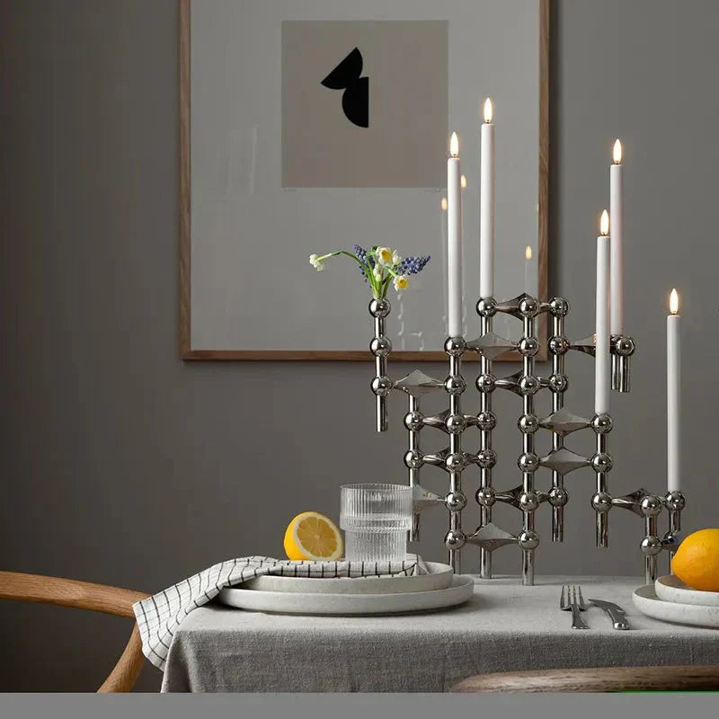 Candle Holder Molecular Structure Stainless Steel