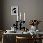 Candle Holder Molecule-Inspired Sculptural Metal Finish