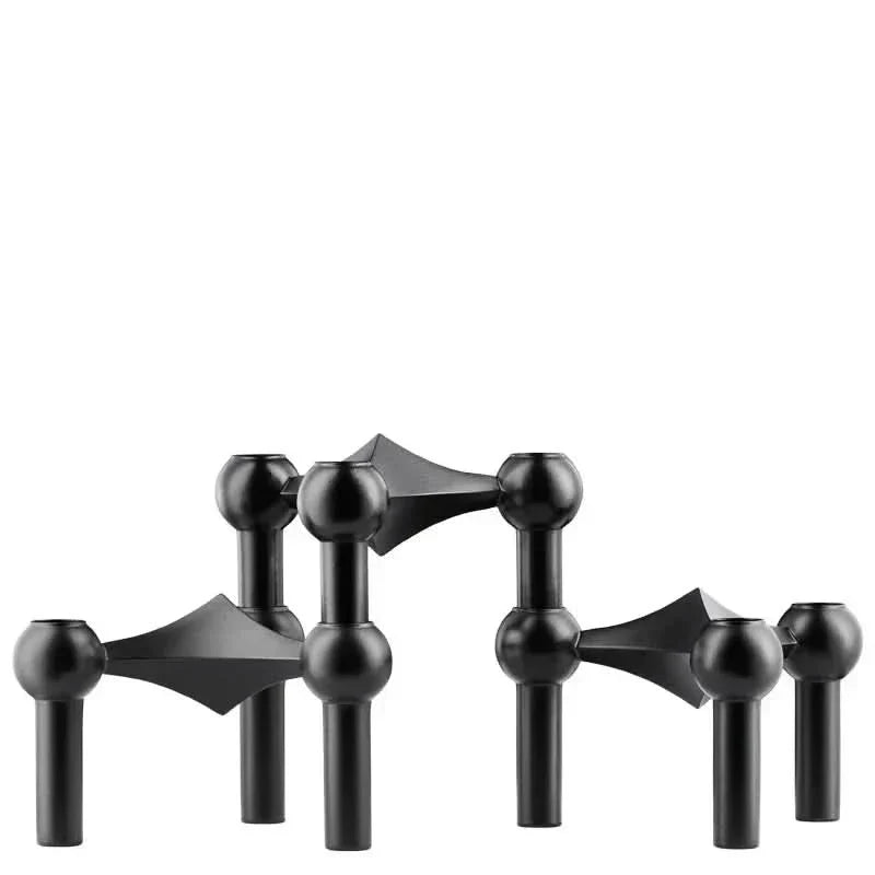 Candle Holder Molecule-Inspired Sculptural Metal Finish