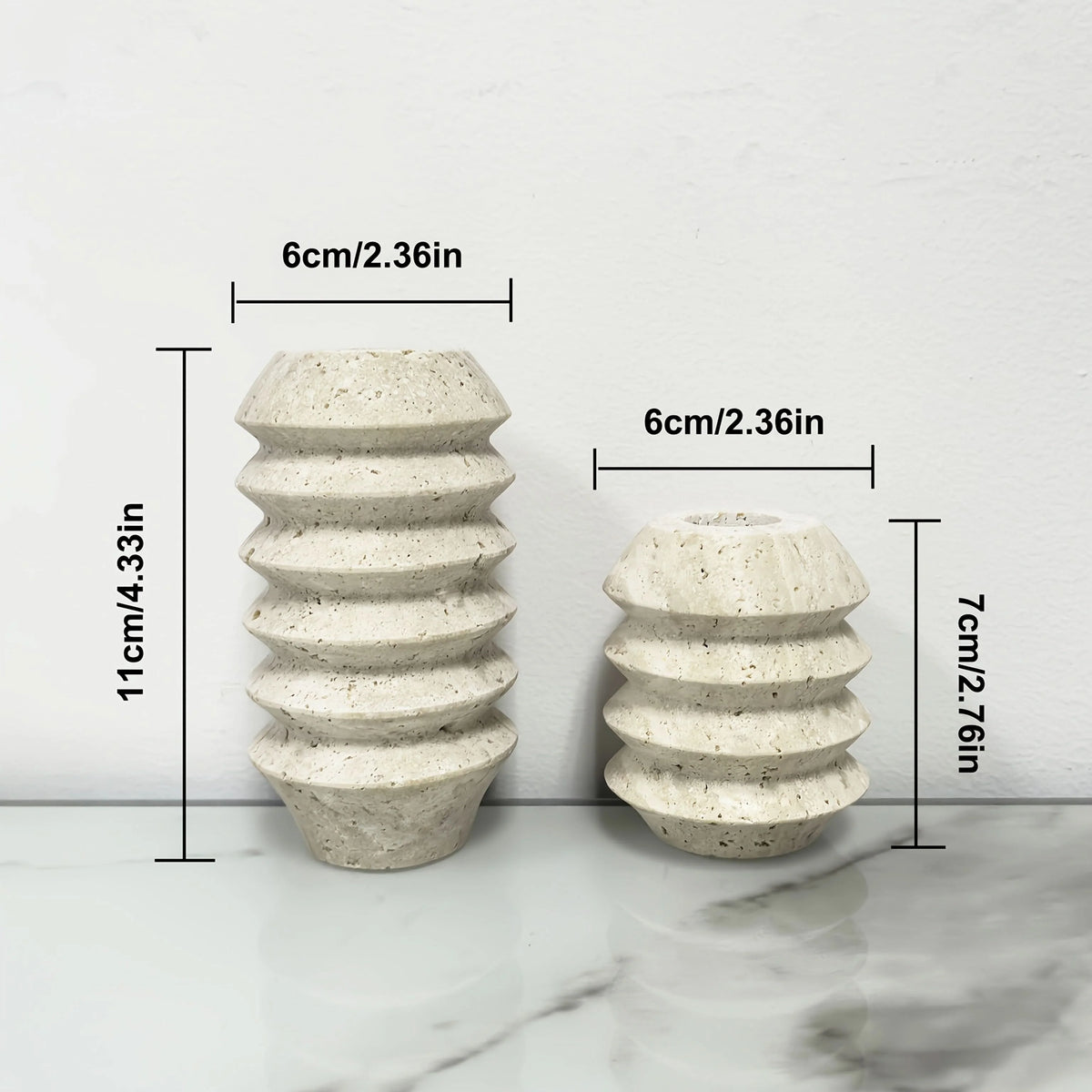 Candle Holder Polished Marble Roman-Inspired