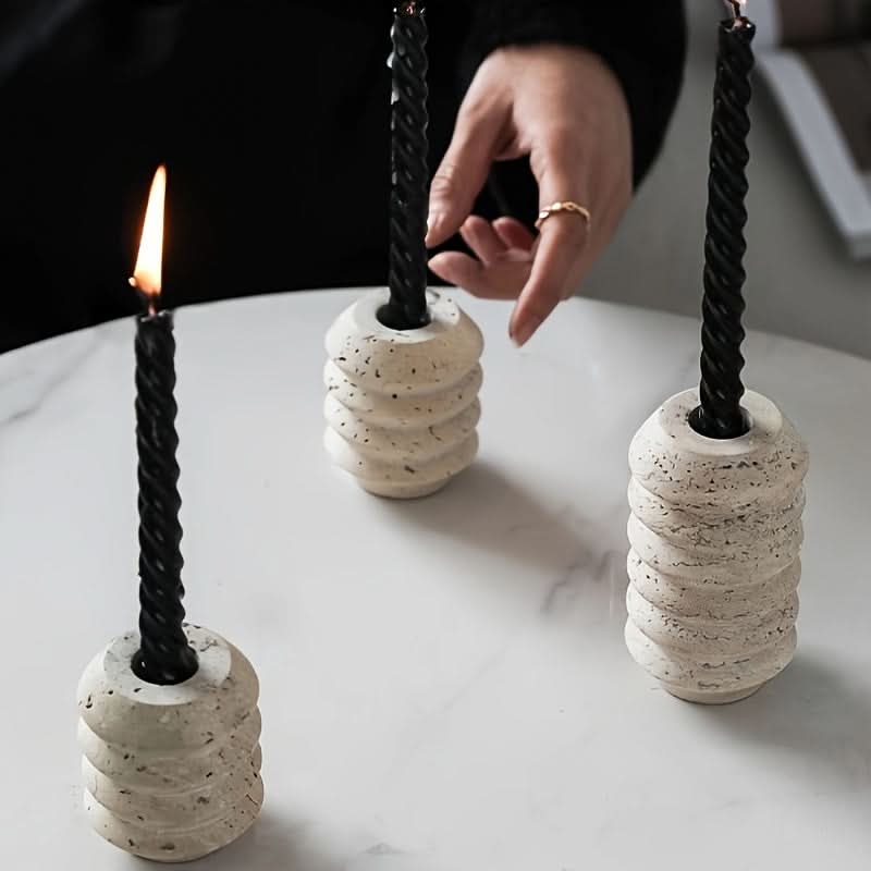Candle Holder Polished Marble Roman-Inspired