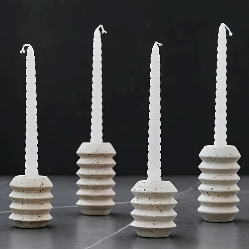 Candle Holder Polished Marble Roman-Inspired