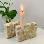 Candle Holder Rectangular Marble Look Two-Hole