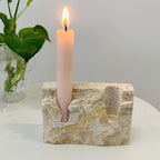 Candle Holder Rectangular Marble Look Two-Hole