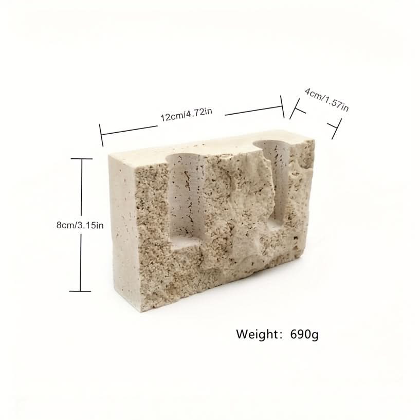 Candle Holder Rectangular Marble Look Two-Hole
