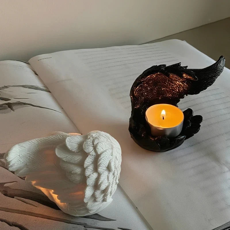 Candle Holder Resin Wing Design Ambient Glow
