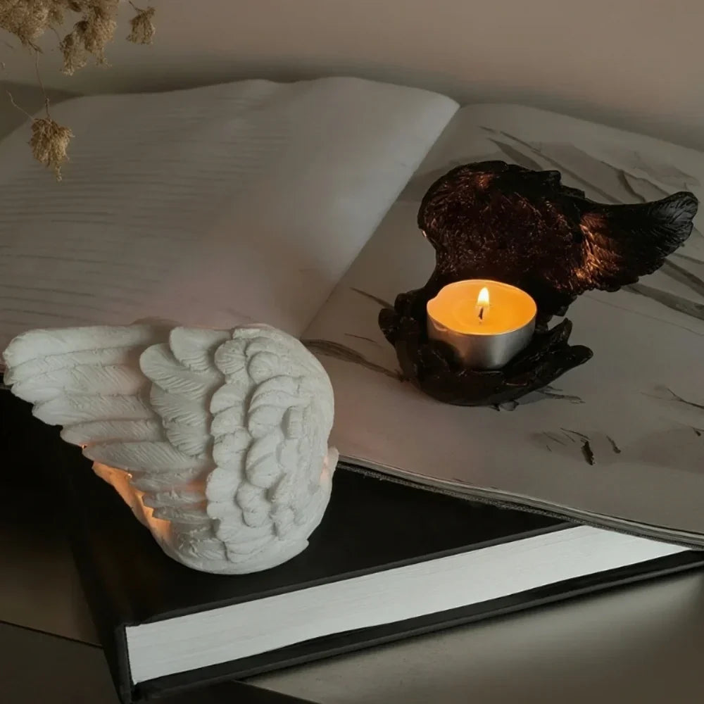 Candle Holder Resin Wing Design Ambient Glow