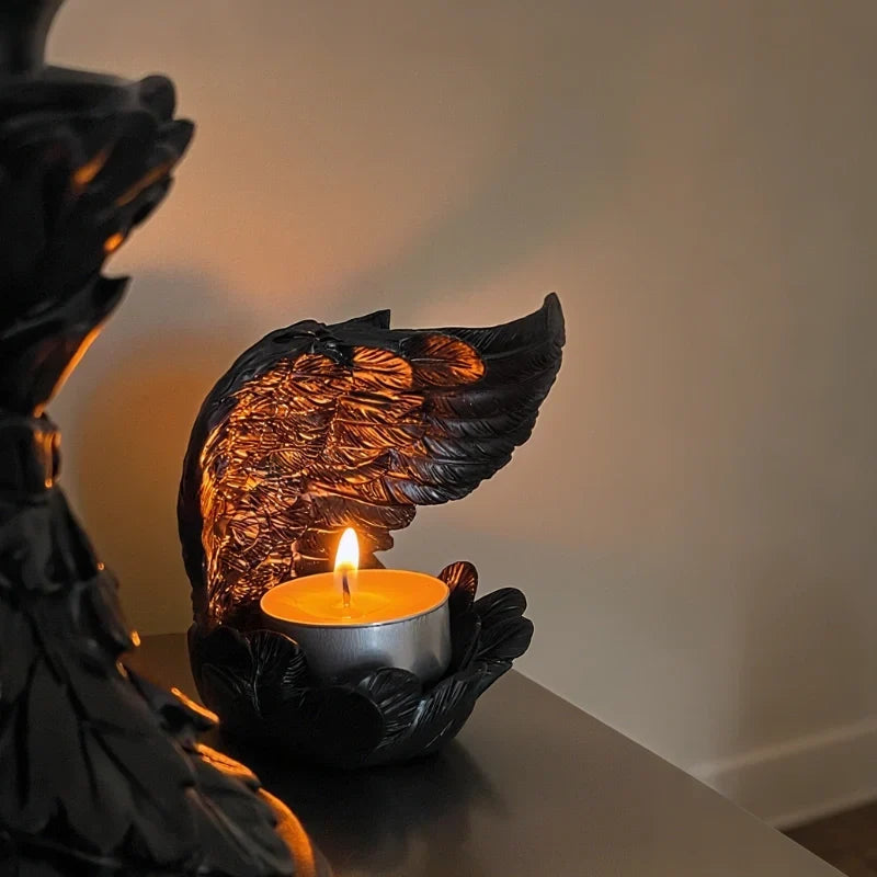 Candle Holder Resin Wing Design Ambient Glow