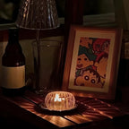 Candle Holder Rippled Glass Compact Tabletop