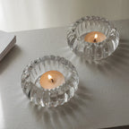 Candle Holder Rippled Glass Compact Tabletop