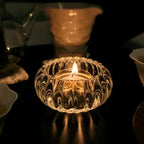 Candle Holder Rippled Glass Compact Tabletop