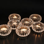 Candle Holder Rippled Glass Compact Tabletop