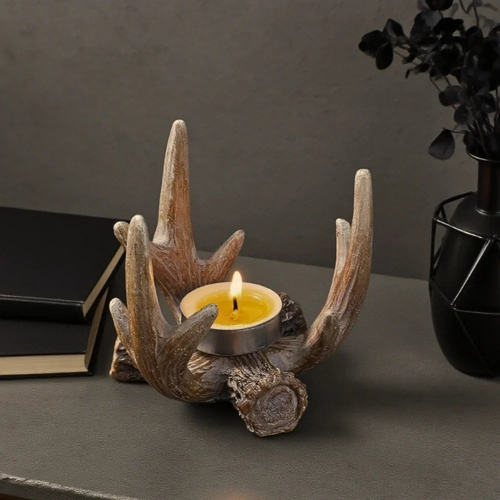 Candle Holder Sculptural Antler Resin Compact