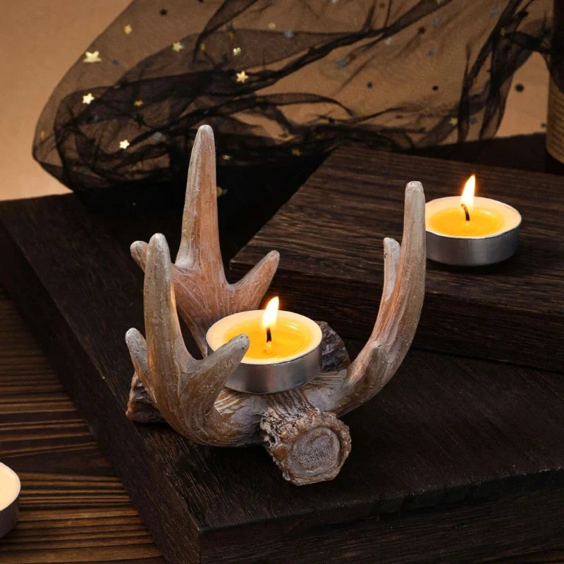 Candle Holder Sculptural Antler Resin Compact