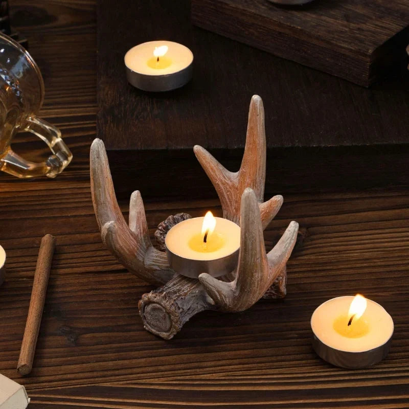 Candle Holder Sculptural Antler Resin Compact