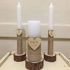 Candle Holder Set Fir Wood Jute-Wrapped Pillar & Taper