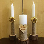 Candle Holder Set Fir Wood Jute-Wrapped Pillar & Taper