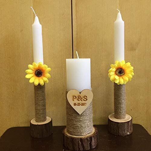 Candle Holder Set Fir Wood Jute-Wrapped Pillar & Taper